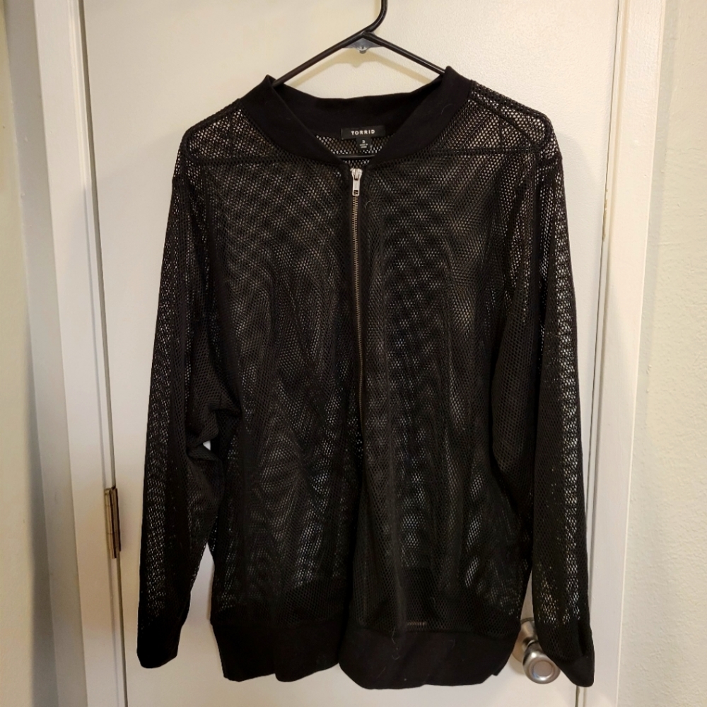 Black Mesh Bomber Jacket Torrid Size 2 PLUS SIZE
